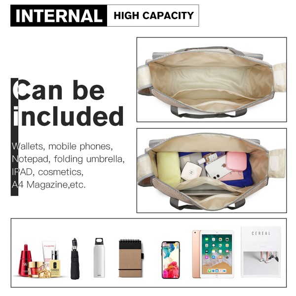 9026 - Miss Lulu 5-teiliges Polyester Set für Mutterschaft und Baby Wickeltasche Punkt-Serie - Hellgrau